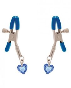 I&#039;ll Never Let Go Nipple Clamps Blue Heart Charms